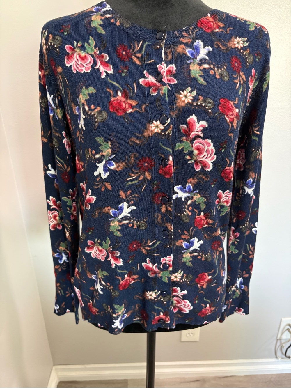 Philosophy Navy Floral Button-Front Cardigan